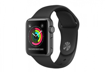 Apple Watch Series 1, 38 мм, корпус из алюминия цвета «серый космос», спортивный ремешок чёрного цвета