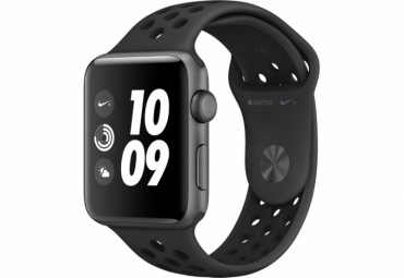 Apple Watch Nike+ Series 3, 42 мм, корпус из алюминия цвета «серый космос», спортивный ремешок Nike цвета «антрацитовый/чёрный»