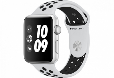 Apple Watch Nike+ Series 3, 42 мм, корпус из серебристого алюминия, спортивный ремешок Nike цвета «чистая платина/чёрный» 