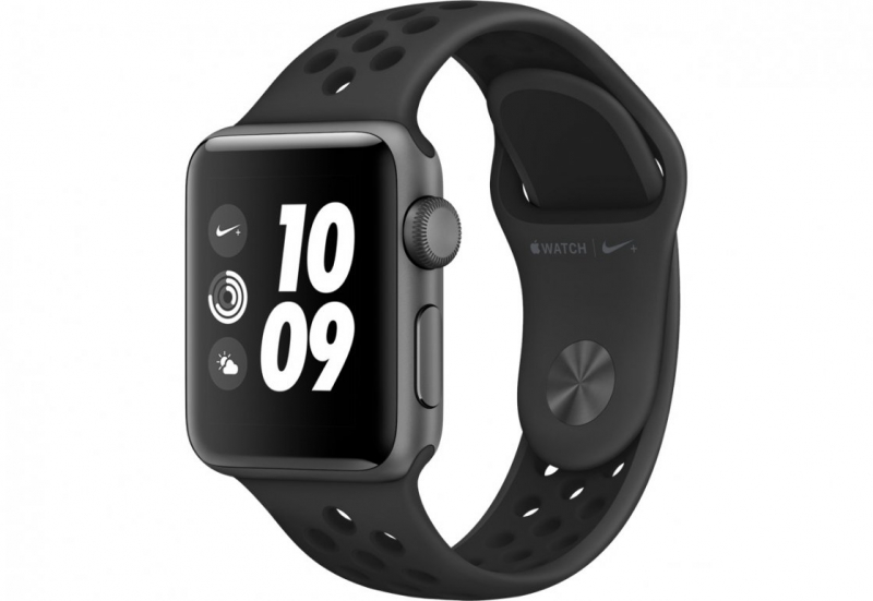 Apple Watch Nike+ Series 3, 38 мм, корпус из алюминия цвета «серый космос», спортивный ремешок Nike цвета «антрацитовый/чёрный» 