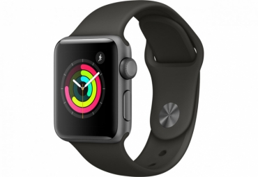 Apple Watch Series 3, 38 мм, корпус из алюминия цвета «серый космос», спортивный ремешок серого цвета 