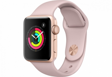 Apple Watch Series 3, 38 мм, корпус из золотистого алюминия, спортивный ремешок цвета «розовый песок» 