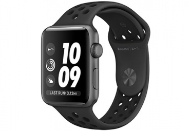 Apple Watch Nike+ 42 мм, корпус из алюминия цвета «серый космос», спортивный ремешок Nike цвета «антрацитовый/чёрный» 