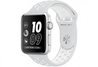 Apple Watch Nike+ 42 мм, корпус из серебристого алюминия, спортивный ремешок Nike цвета «чистая платина/белый» 