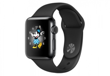 Apple Watch Series 2, 38 мм, корпус из нержавеющей стали цвета «чёрный космос», спортивный ремешок чёрного цвета