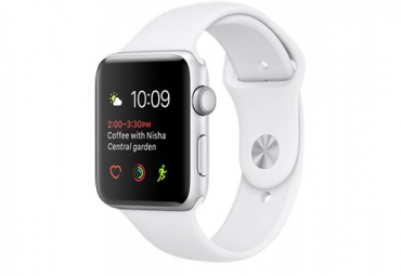 Apple Watch Series 2, 42 мм, корпус из серебристого алюминия, спортивный ремешок белого цвета 