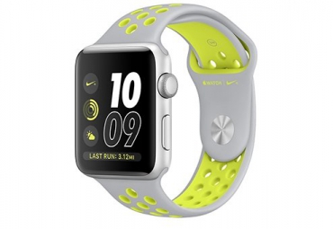 Apple Watch Nike+ 42 мм, корпус из серебристого алюминия, спортивный ремешок Nike цвета «листовое серебро/салатовый» 