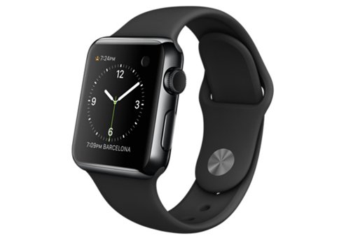 Apple Watch 38 мм, черный космос, черный спортивный ремешок 130-200 мм 