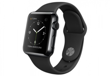 Apple Watch 38 мм, черный космос, черный спортивный ремешок 130-200 мм 